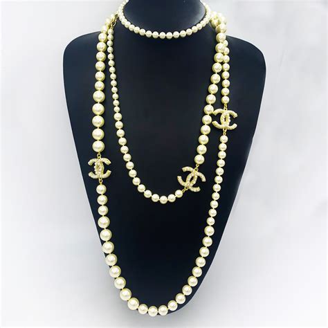 ebay chanel pearl necklace|chanel pearl long strand necklaces.